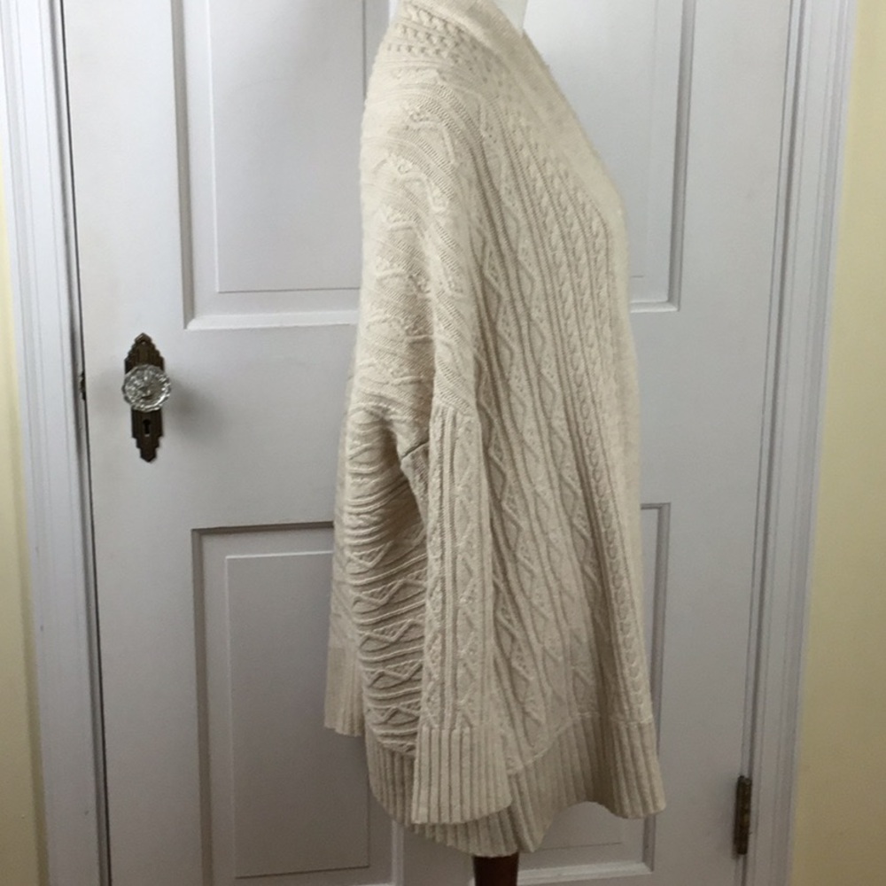 Max Studio Wool Alpaca Cable Knit Open Front Cardigan Sweater - Picture 2 of 5